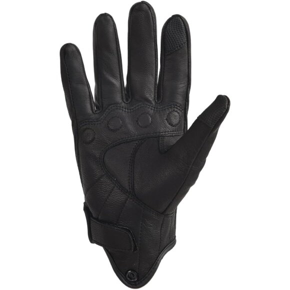 Men's Black Touchscreen Dirt Biker Riding Hunting Motorcycle Leather Gloves - Picture 7 of 8